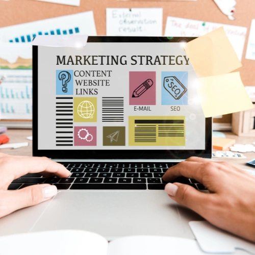Business team reviewing digital marketing analytics